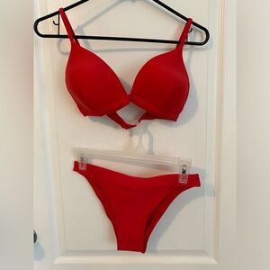 Lululemon bikini, bright red color, size 34d top and size 6 bottoms.